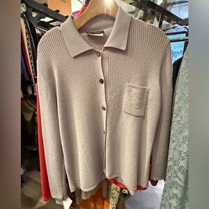 Salvatore Ferragamo Soft Gray Knit Cardigan